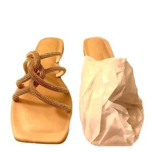 NWT nude rhinestone sandals